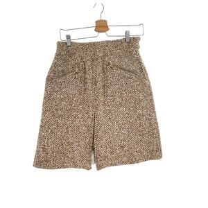 Peter Som for Bergdorf Goodman Tweed Boucle Skirt Wool Beige Tan Size 6